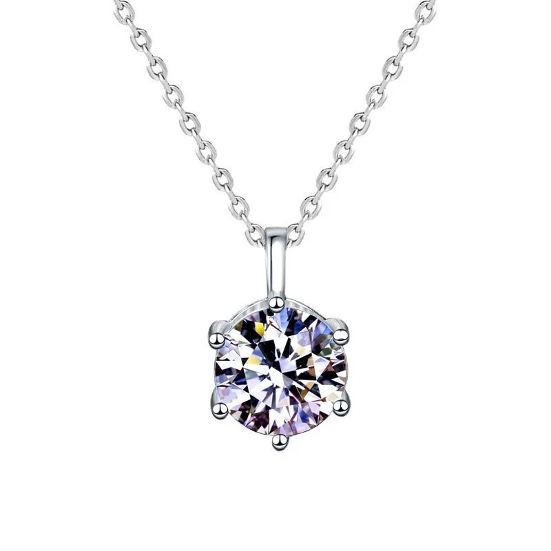 

Wholesale Jewelry 1 CT/2 CT D Color Lab Diamond Necklace 925 Sterling Silver Pendant VVS1 Moissanite Pendant Necklace For Women