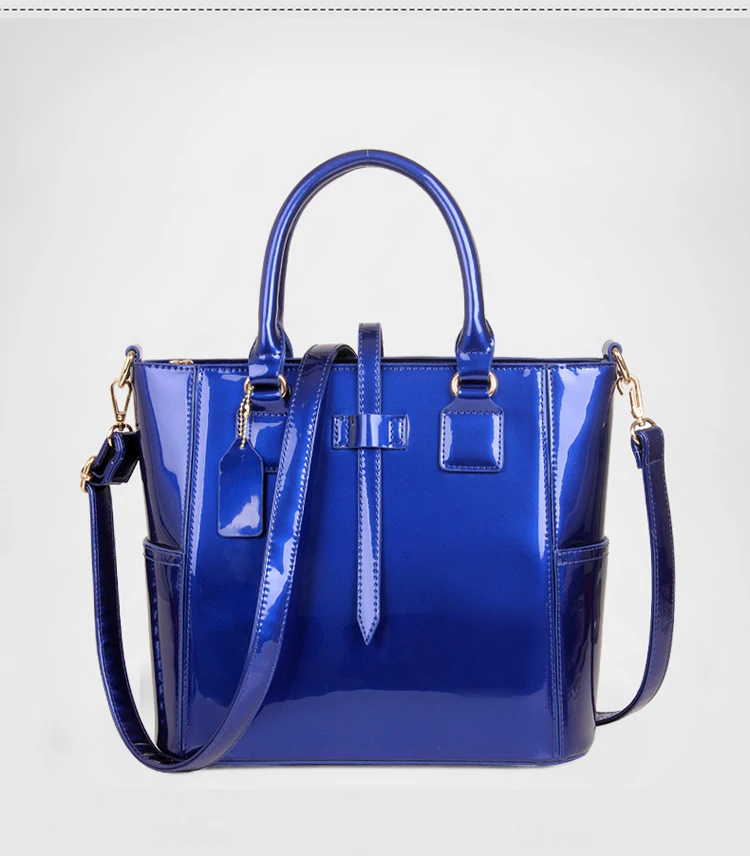 Wholesale Latest Fashion Ladies 3 Piece Handbag Set Shiny Painted Pu