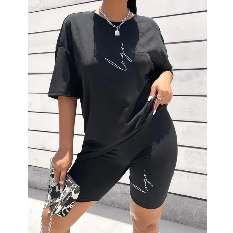 

Summer Outfits Women T Shirt And Short Sets 2 Two Piece Short Set Women Blank Biker Shorts Sets Custom Shorts For Women