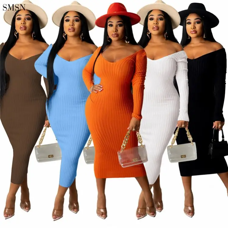 

ONLYFASHION Solid Color Long Sleeve robe de soiree Maxi Dresses Women Wholesale Summer Dresses Ladies Women 2021 Boho Dress