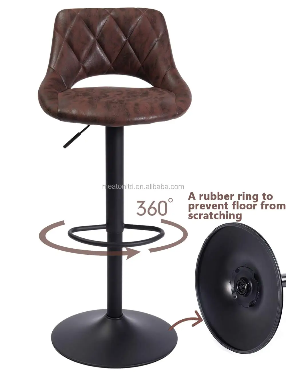 Vintage Industrial Bar Stool Height Adjustable Bar High Chair Metal Bar