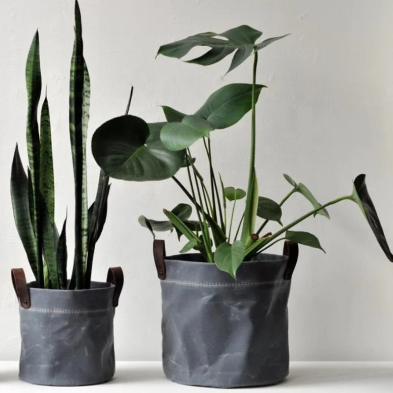 

YY Heavy Duty Waxed Canvas Flower Pot Cover Indoor Plant Pots Holder for Decoration