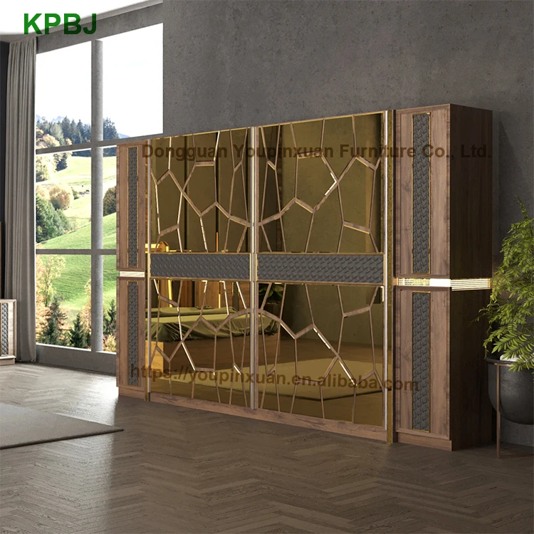 
Customized Stylish Style 6 Pieces Elegant King Queen Double Size Bedroom Furniture Set 