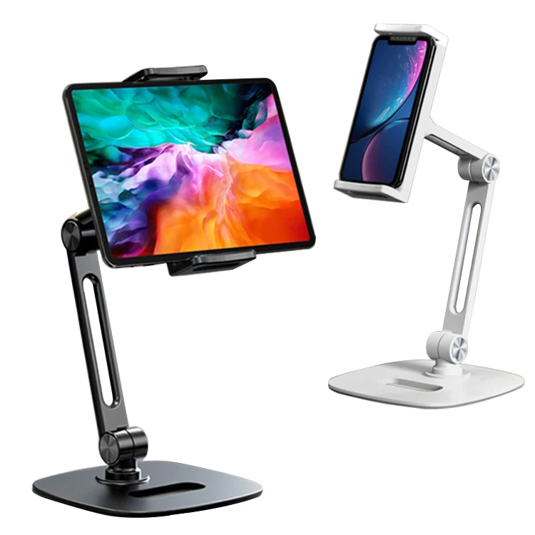 

Great Roc best selling phone tablet stand holder rotating 360 degree aluminum ergonomic foldable portable tablet phone stand, Black,white