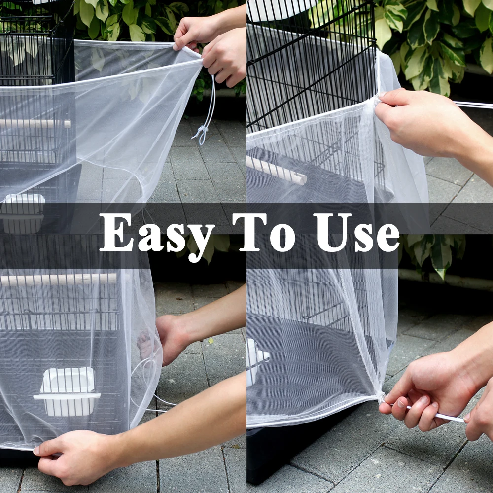 thumbnail image 2 of LYMOI Bird Cage Cover - Nylon Mesh Seed Catcher For Parakeets & Small Birds 2 of 9