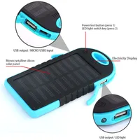 

Portable Waterproof Bank Charger 5000mah Solar Power Banks with LED Light for Mobile Phone