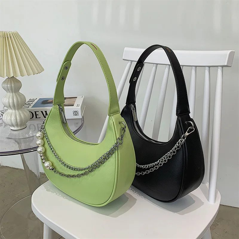 

2021 New half moon zipper tote bag sling bags women purse fall handbags, 4 colors