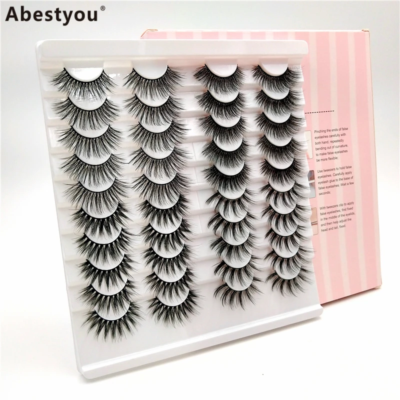 

Abestyou 20 Pair Multipack Luxury Lashes OEM 3D Gloss Faux Mink Eyelash Wholesale False Eyelashes Container