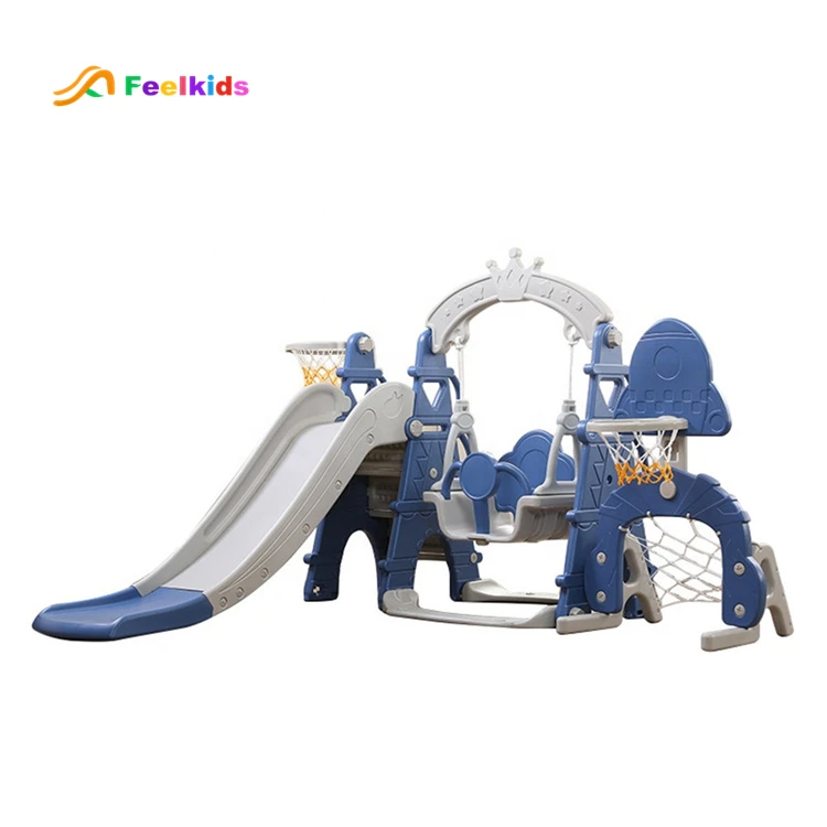 Multifunction 7 in 1 plastic indoor slide swing ball stand ring hoop music box set