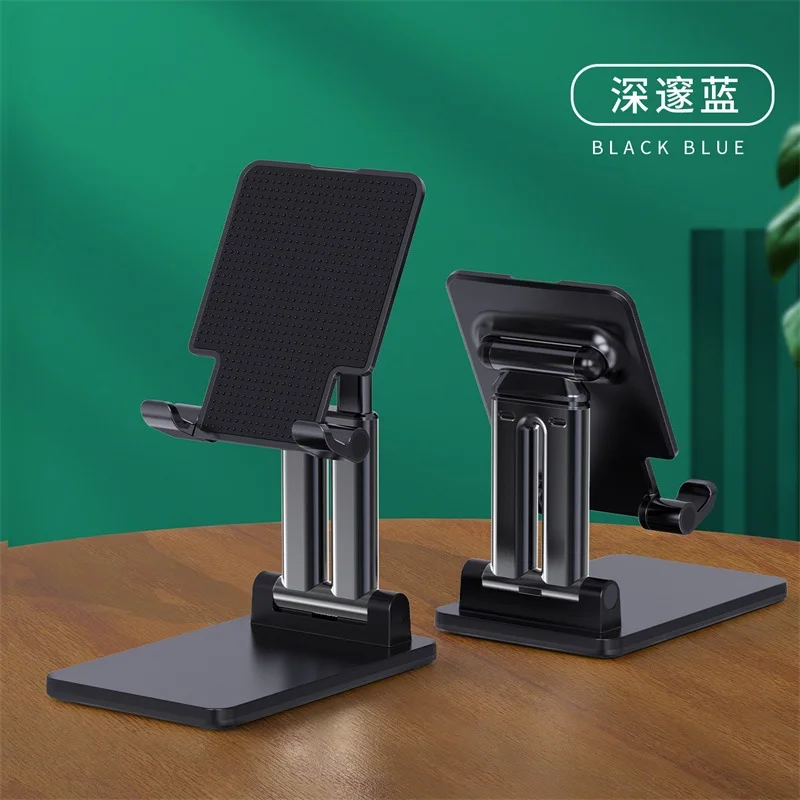 

Foldable lifting mobile phone gift tablet holder custom wholesale double aluminum tube t7 for ipad universal smartphone holder, Black/white