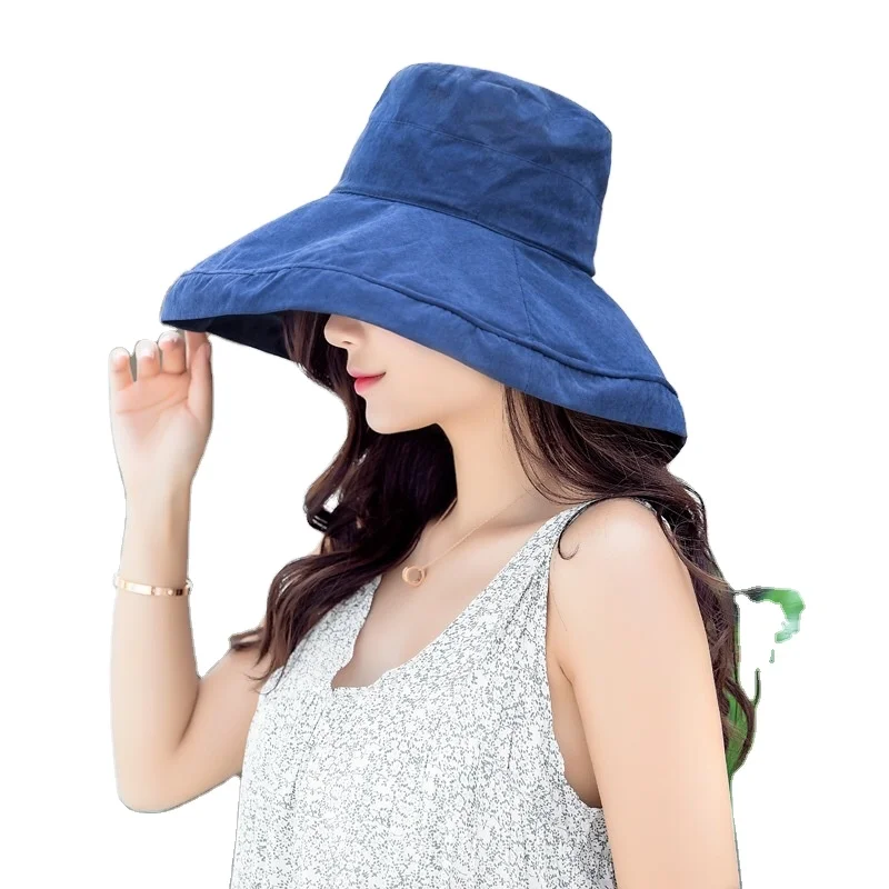 

Women Summer Wide Brim Uv Protection Hat Sun Visor Outdoor Adjustable Bucket Cap