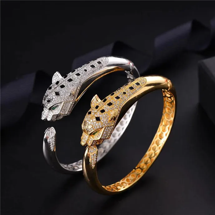 

luckyee - women and men Leopard head bracelet full of silver-plated animal cheetah bracelet accessories