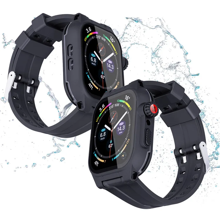 

2022 Amazon IP68 Waterproof iWatch Case Cover Protective Accessories Hard Case Compatible for Apple Watch Series 7, Black