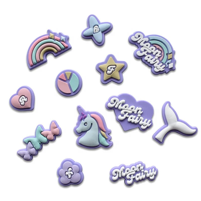 

100pcs+ wholesale Purple unicorn gifts design shoes charms shoes decoration for charm shoe custom diy business logo