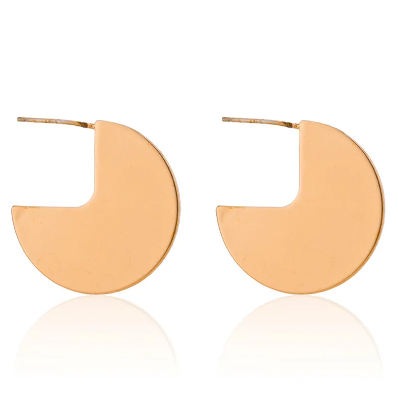 

JUHU New golden silver geometric semicircle alloy ear buckle simple and small earrings classic metal alloy jewelry for women, Gold