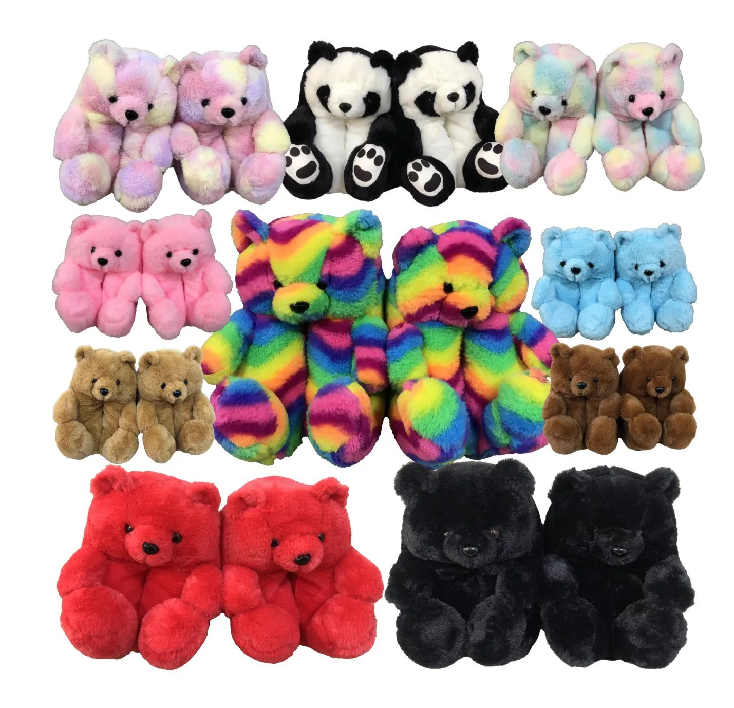 

Amazon Hot Selling Custom Stuffed Plush Toy Teddy Plush Bear Slipper House slippers Bedroom slippers for women and kids
