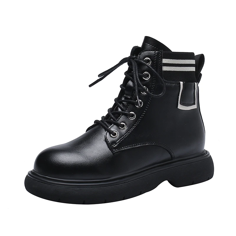 

New Trend Style Female Boot Zipper Rubber Sole Large Size Fashion Martin Boots Short Tube Women's Boot, Black