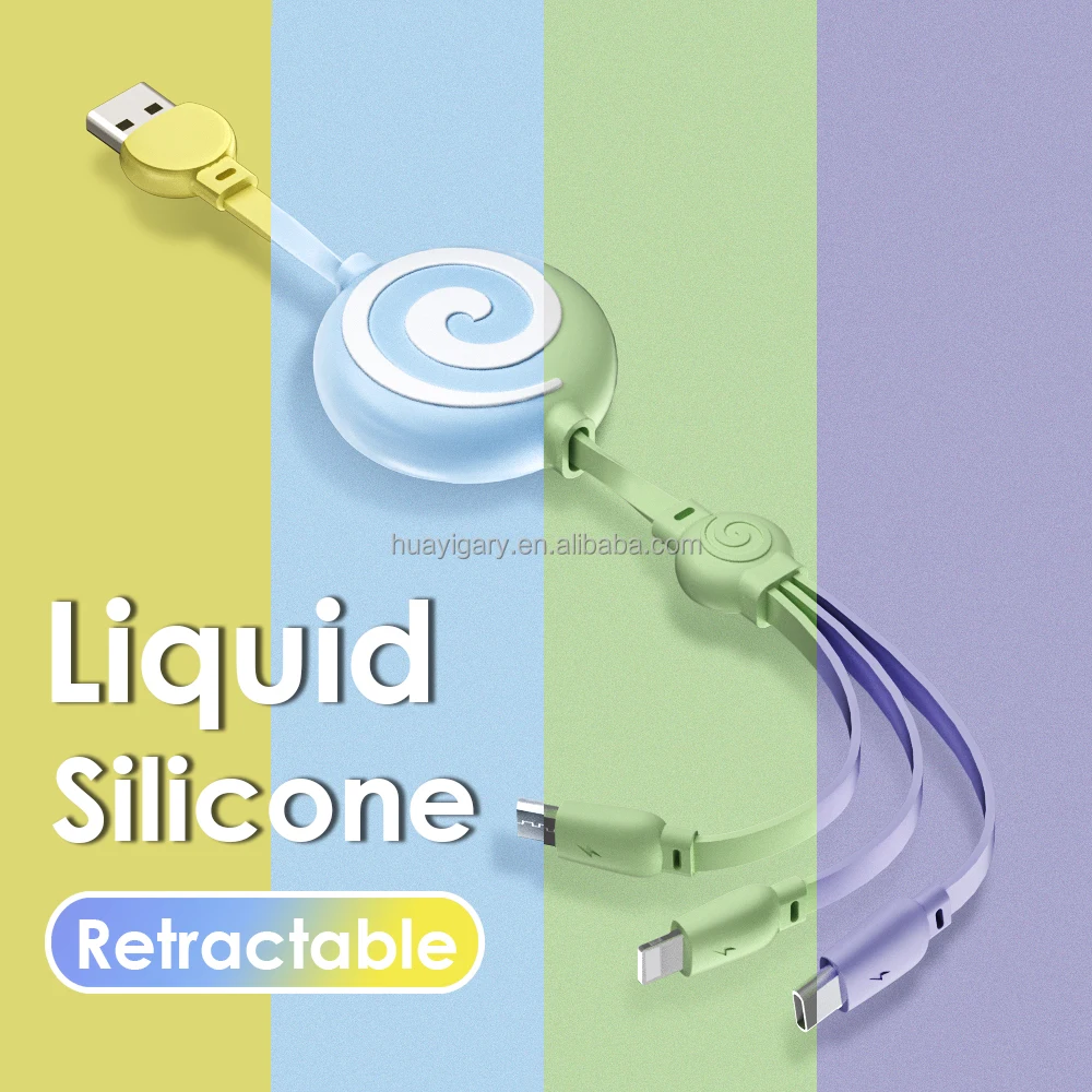 

Liquid silica gel 3IN1 data cable quick charging mobile phone is suitable for Android Type-C Apple charging cable