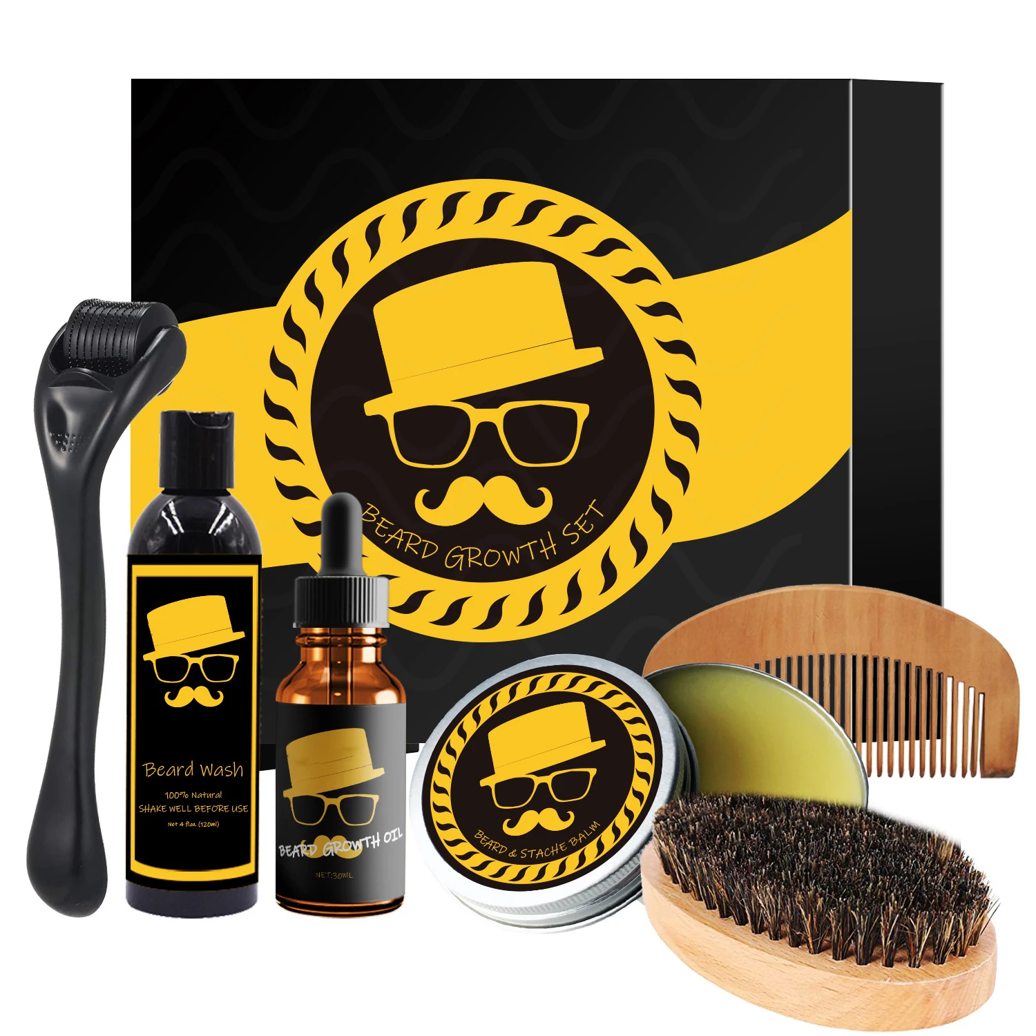 

Men's hot beard care set, six-piece essential oil care styling set moisturizing supple factory OEM/ODM