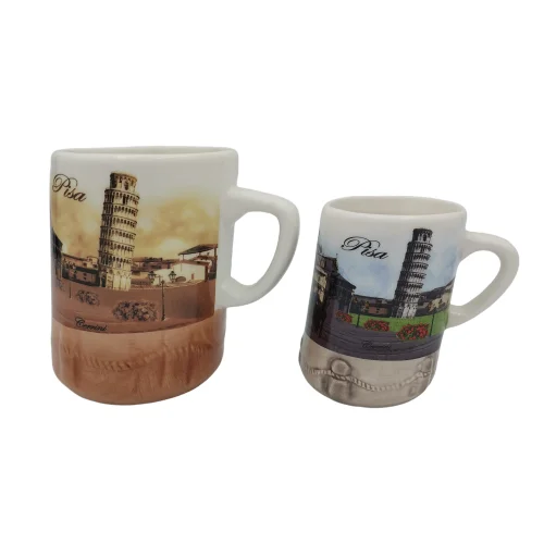 

Antique cheap ceramic tilt milk coffee tea mug for kids, White blue