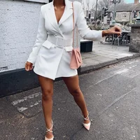 

Hot Fashion Notched Deep V Breasted Coat Blazer Dress Women Casual Long Sleeve Sashes Autumn Blazer Top