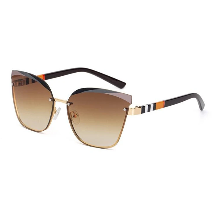 

Retro Cat Eye Rimless Sun Glasses Female 2021 Vintage Luxury Designer Sunglasses Famous Brands Shades Women, As pictures or customized color