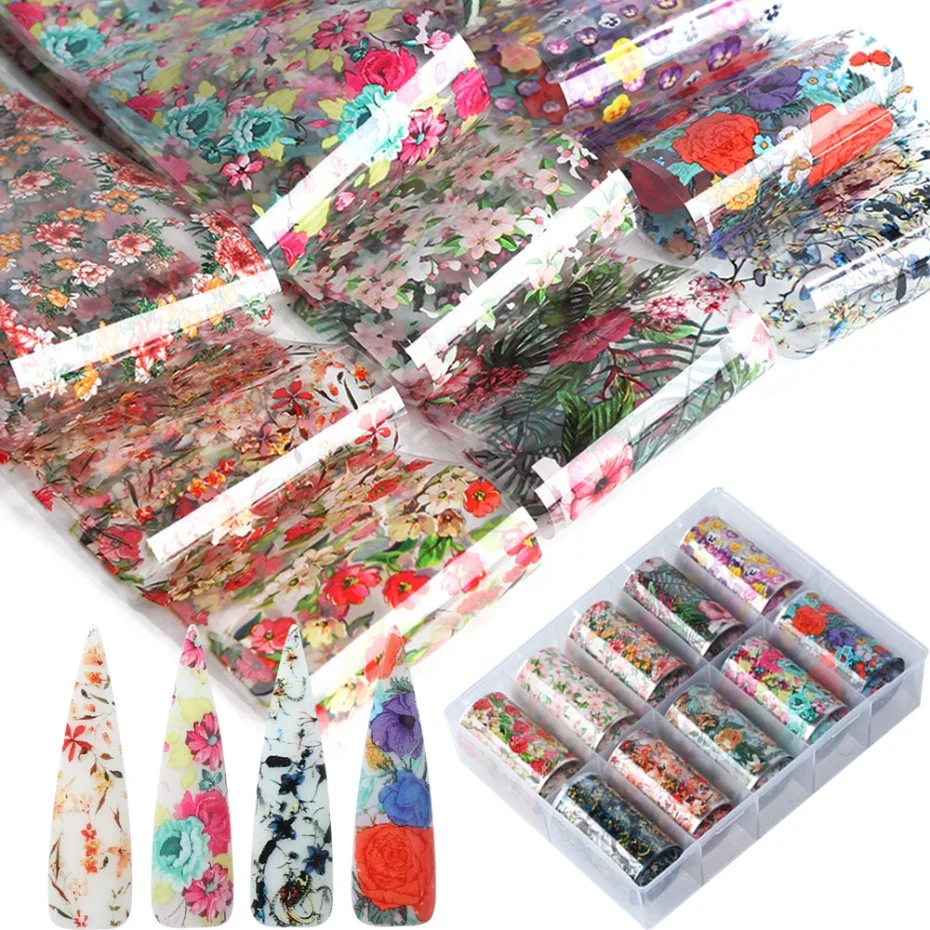 

10 Rolls Mixed Style Nail Foil Transfer Sticker Nail Art Supplies for Acrylic Decorations DIY Nail Arts Manicure Charms, Mixed color