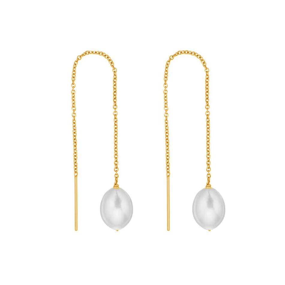 

Wholesale Fine Jewelry 925 Sterling Silver Earrings For Women 18K Gold Plated Large Pearl Drop Earrings
