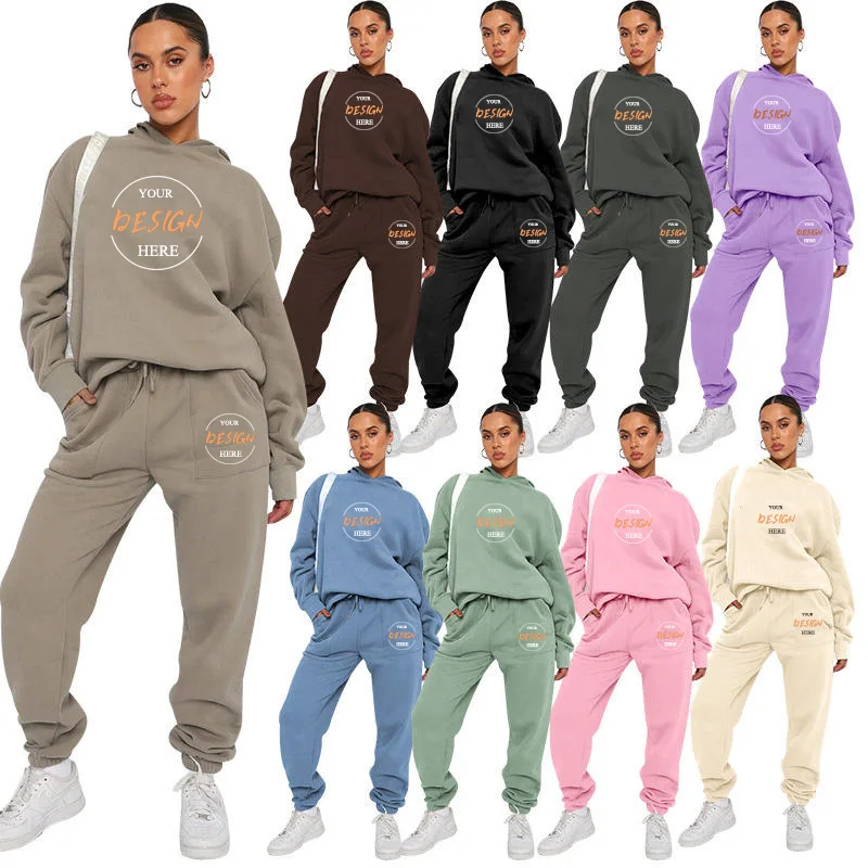 Autumn Winter Two Piece Jogger Hoodie Set