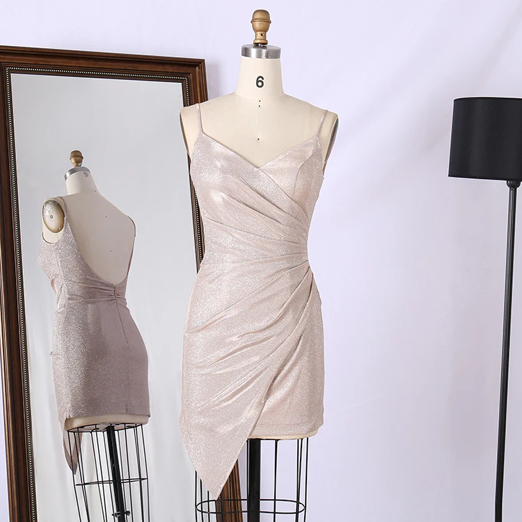 Chaozhou unique design cheap knee length ruffle bodycon homecoming dress backless short prom dresses