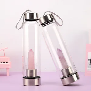 Image of Amazon Hot Sale Reusable Natural Crystal Healing Energy Glass Rose Quartz Tea Cup