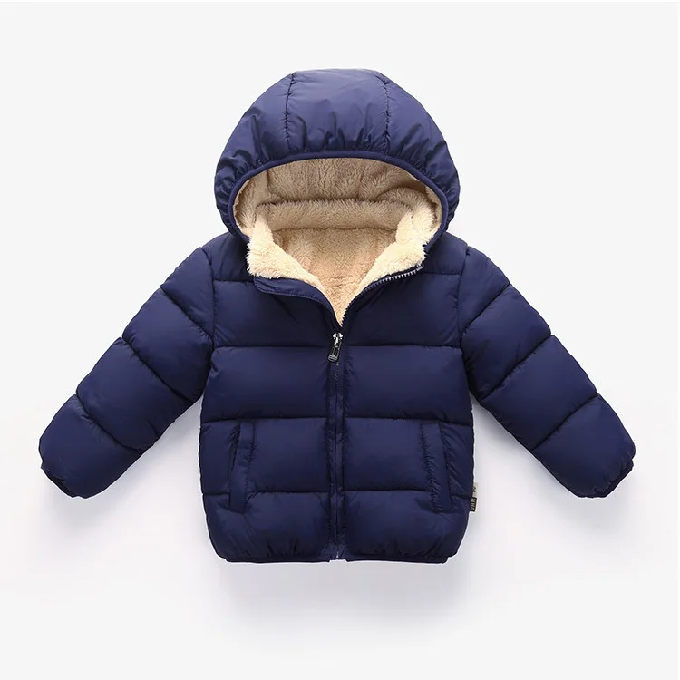 

Winter Hoodie Jacket Inside Fleece Zipper Sweatshirts Kids Hoodies With Pockets Long Sleeve Solid Color Child Clothing, As picture