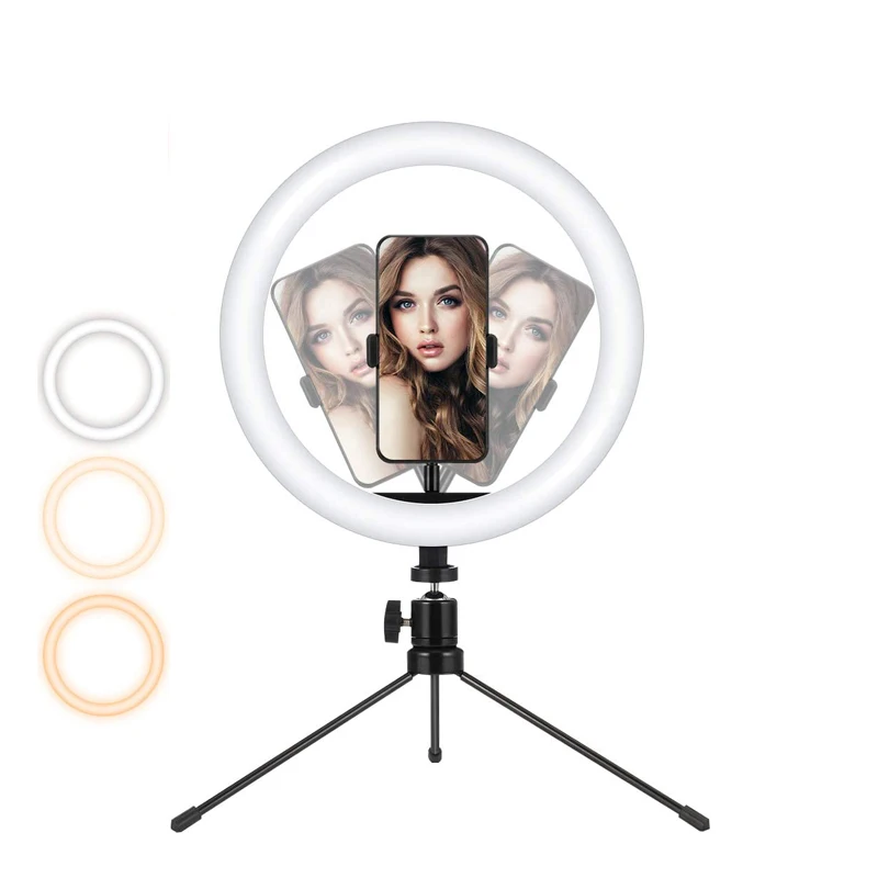 

3 level photo studio selfie led ring light live show tik tok broadcast rings fill light lamp with tripod stand