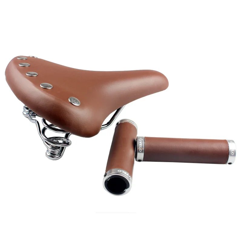 Tourbon Leather Bike Bicycle Saddle Seat 3 Springs Cycling Classic Vintage Retro