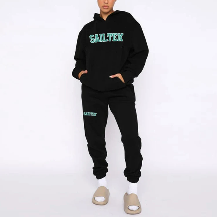 

2024 New Arrival Custom Logo 2 Piece Hoodie and Jogger Set Organic Cotton Women Two Piece Sweatpants and Hoodie Set