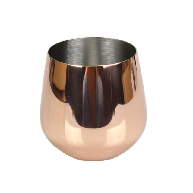 

304 stainless steel copper plated eggshell cup 400ml single-wall wide-mouthed hammer mug