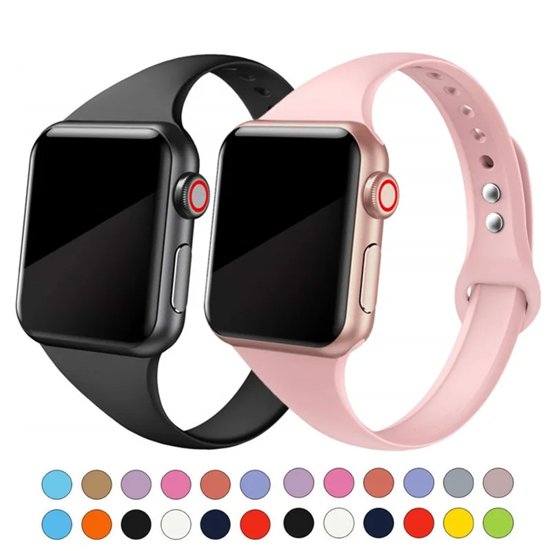 

Silicone Silm strap for Apple watch 5 band 44mm 40mm iWatch band 38mm 42mm Sport bracelet Watchband for Apple watch 5/4/3/2/1, Customized