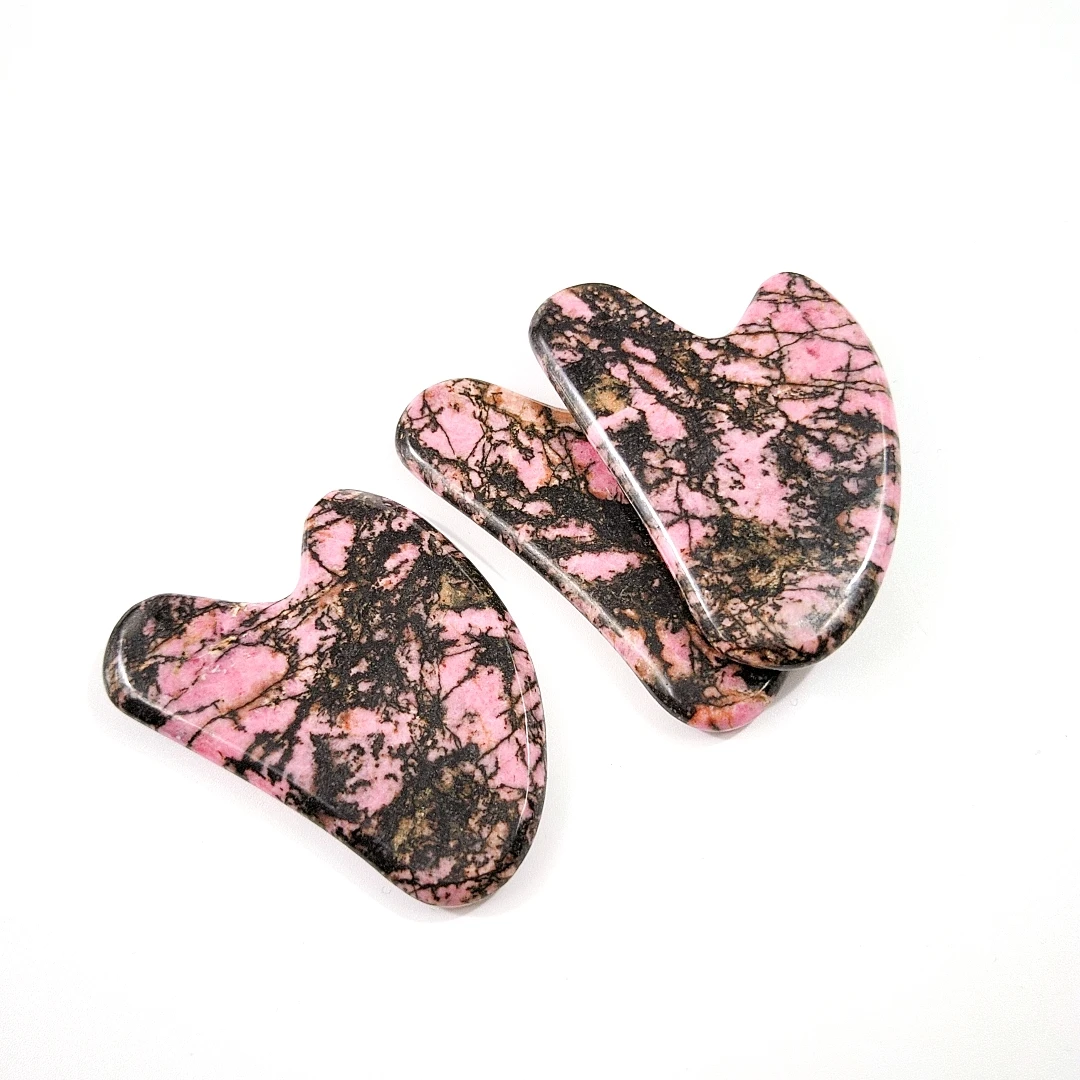 

Chinese supplier rhodonite jasper gua sha board for face heart guastone gua sha massage tool