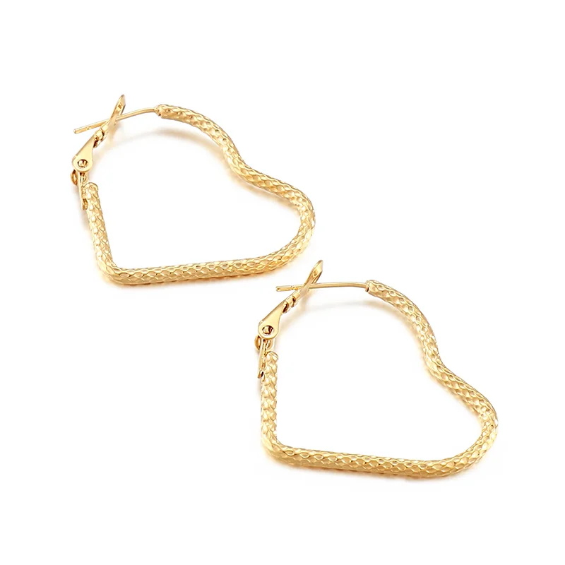 

Kalen Fashion Peach Heart Love Simple Hollow Heart-shaped Female Ear Clip Gold Plated Stainless Steel Jewelry Earrings