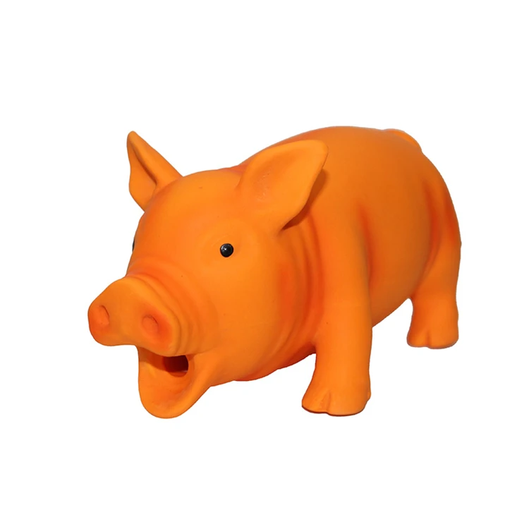 

14.4cm dogtoys latex pig puppy accompanying sound toy pinch make sound pet interactive chew toy, Orange