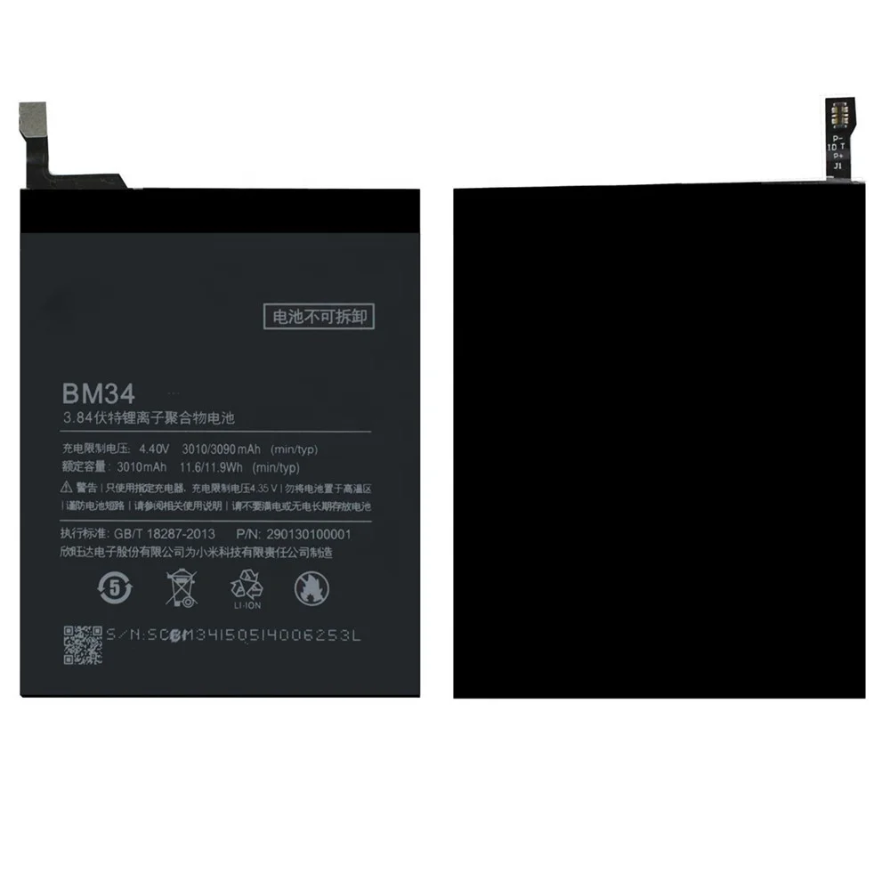 

BM34 For Xiaomi Mi Note Pro battery gb/t 18287 2013 original Mobile Phone batteries 3010/3090mAh Factory supply OEM ODM