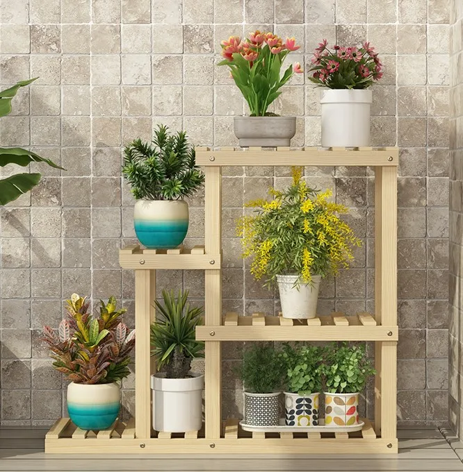 

Free Sample real wood flowers and plants stand on the balcony