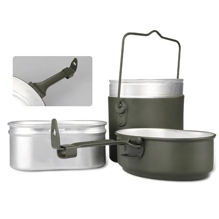 

Mess Kit For Outdoor Army Germany Military Canteen German Aluminum Mess Tin, Sliver