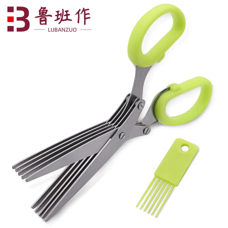 

multifunction stainless steel 5 layer kitchen scissors herb vegetable 5 blades herb scissors