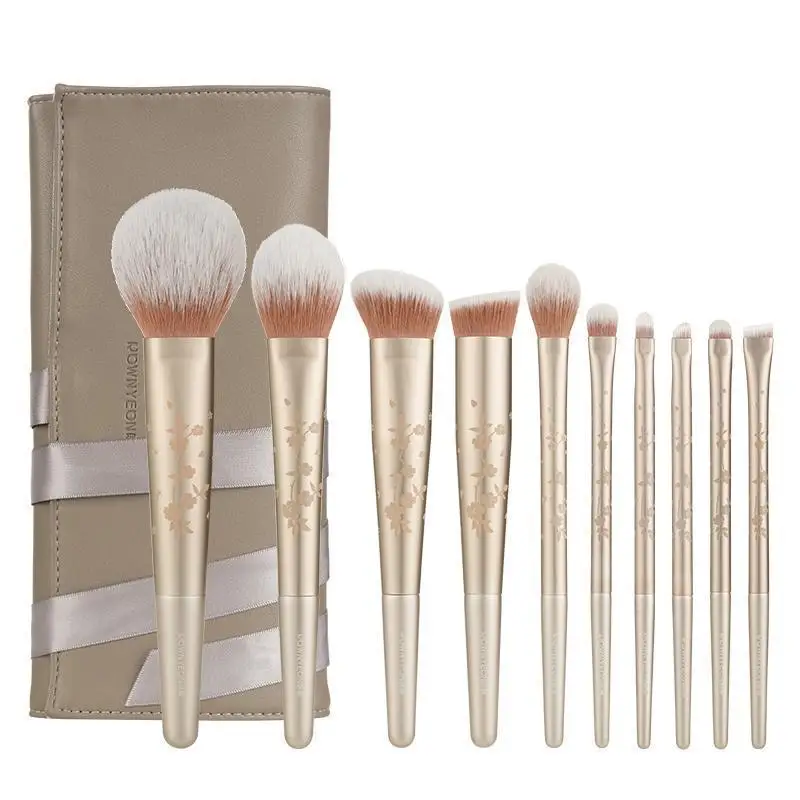 

High Quality Personalized Sample 10pcs Vegan diamond Wholesale Professional Logo Custom Private Label Makeup Brush Set With Case, Green,brown,white,custom