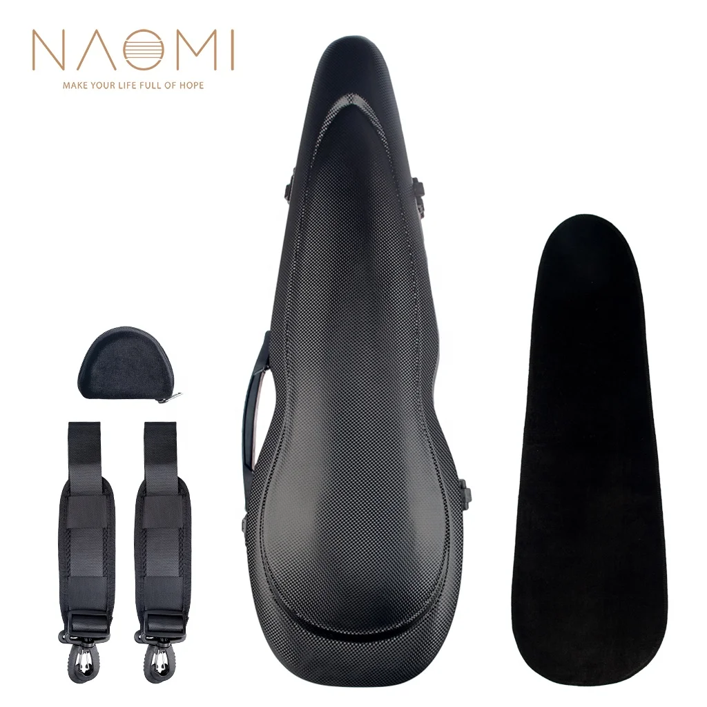 

NAOMI Carbon Fiber Violin Case 4/4 Violin Hard Case for Violin Strong Light Full Size Bag (Black)