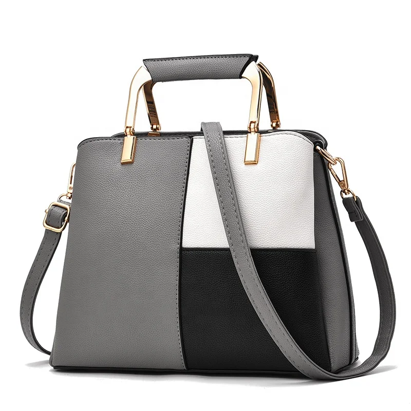 

women contrast color leather shoulder handbags sling cross body bag for women female ladies hand bags