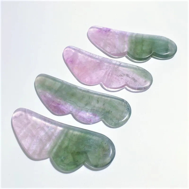 

Fashion design natural fluorite guasha board facial tool stone gua sha wing shape