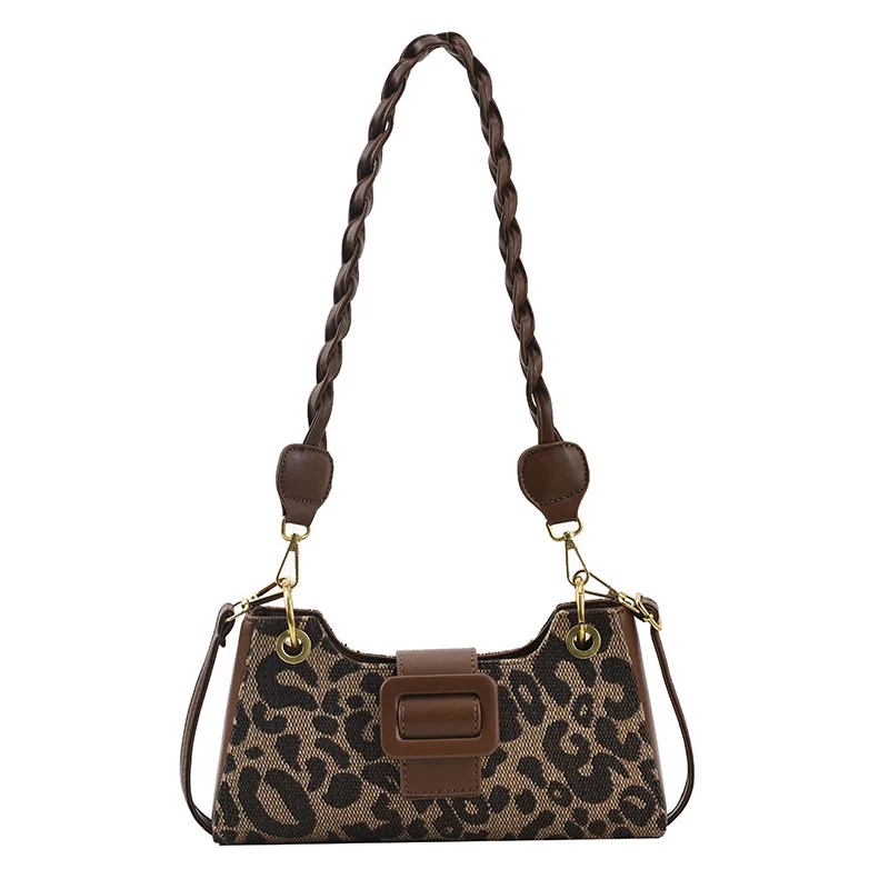 

New fashion retro small women hand bag ladies shoulder crossbody bag Leopard canvas sling bags wholesale