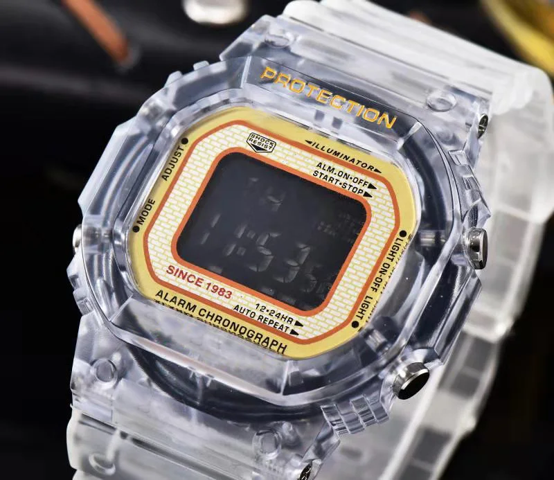 

New design hot custom fashion transparent silicone resin band timing reloj mens sport digital watches